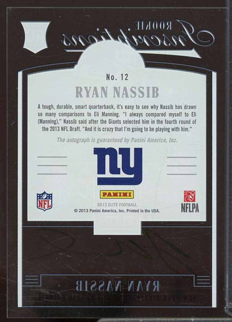 Ryan Nassib Rookie Card 2013 Elite Rookie Inscriptions Green Ink #12  Image 2