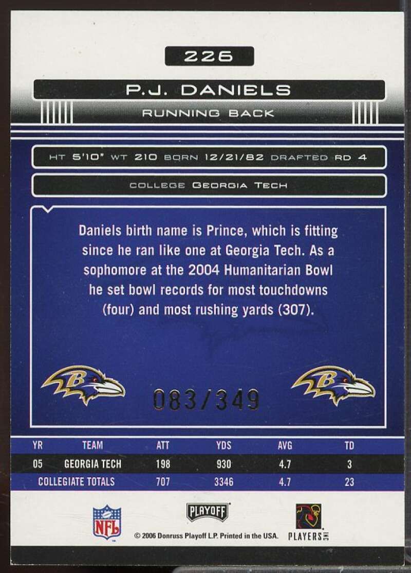 P.J. Daniels AU Rookie Card 2006 Absolute Memorabilia #226  Image 2