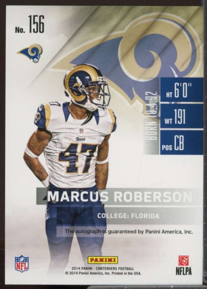 Marcus Roberson AU Rookie Card 2014 Panini Contenders Championship Ticket #156  Image 2