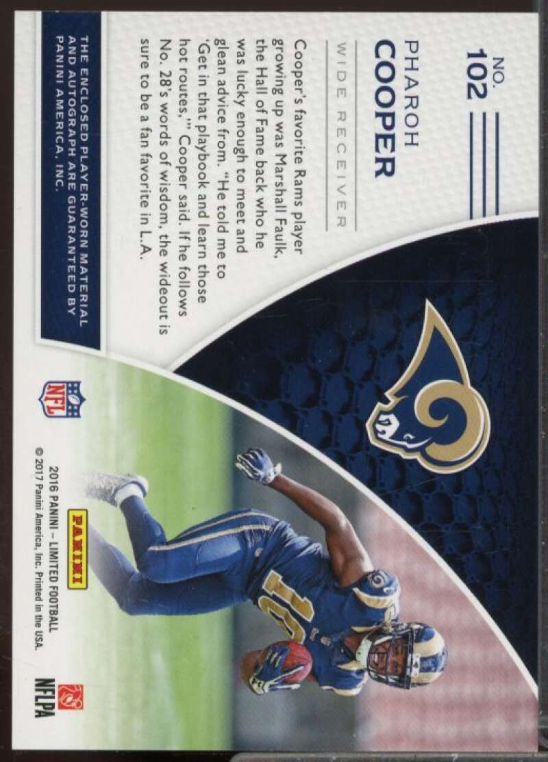 Pharoh Cooper JSY AU/299 Rookie Card 2016 Limited #102  Image 2