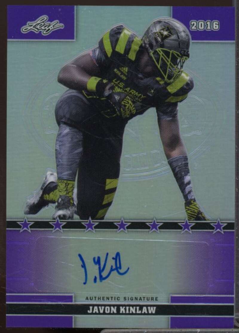 Javon Kinlaw/25 2016 Leaf Army All-American Bowl Metal Autographs Purple #48  Image 1