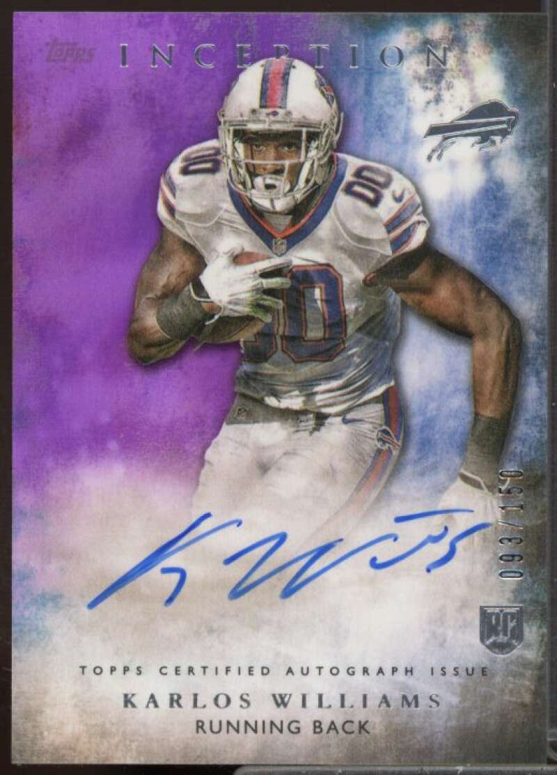 Karlos Williams AU Rookie Card 2015 Topps Inception Purple #RA41  Image 1