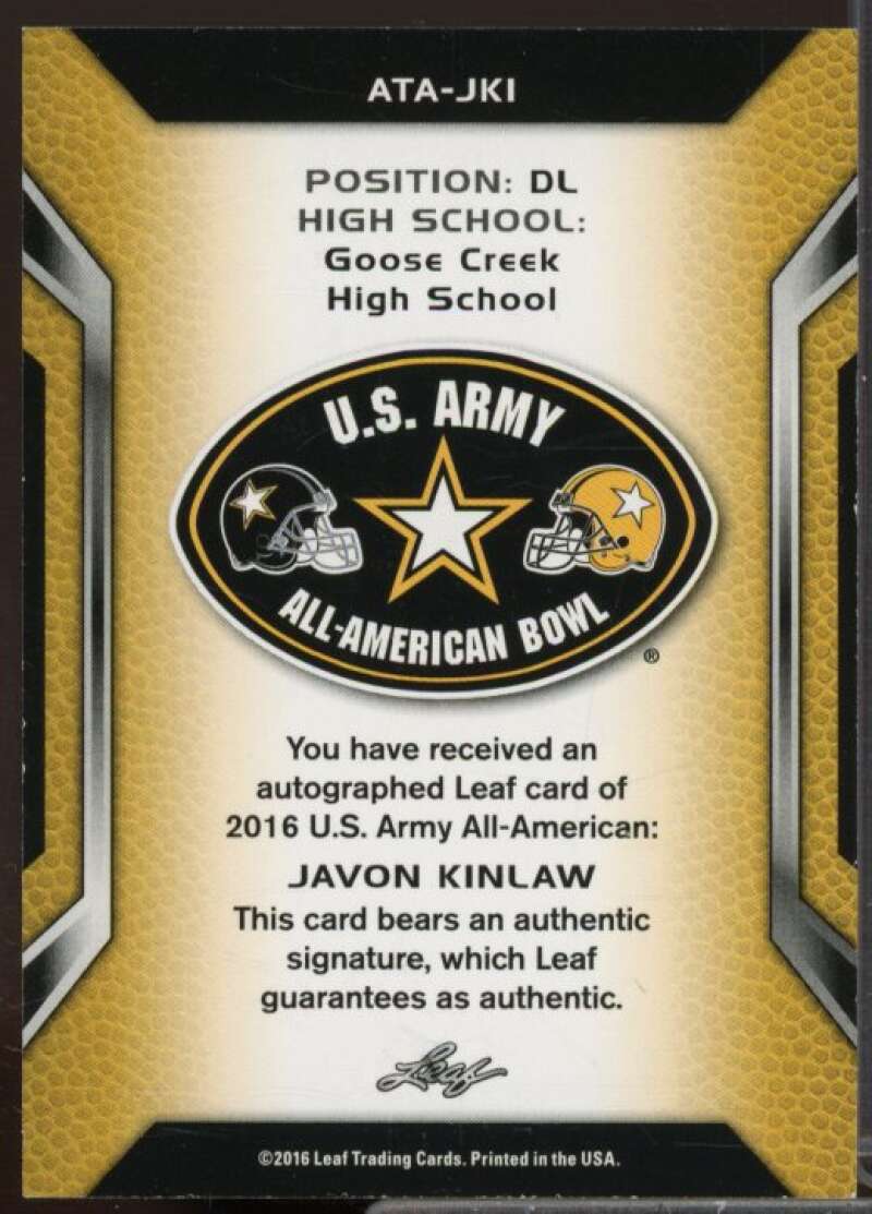 Javon Kinlaw/25 2016 Leaf Army All-American Bowl Tour Autographs Silver #ATAJK1  Image 2