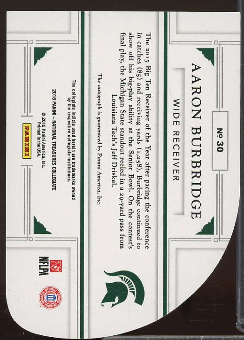 Aaron Burbridge 2016 Panini National Treasures Collegiate Die Cut Signatures #30  Image 2