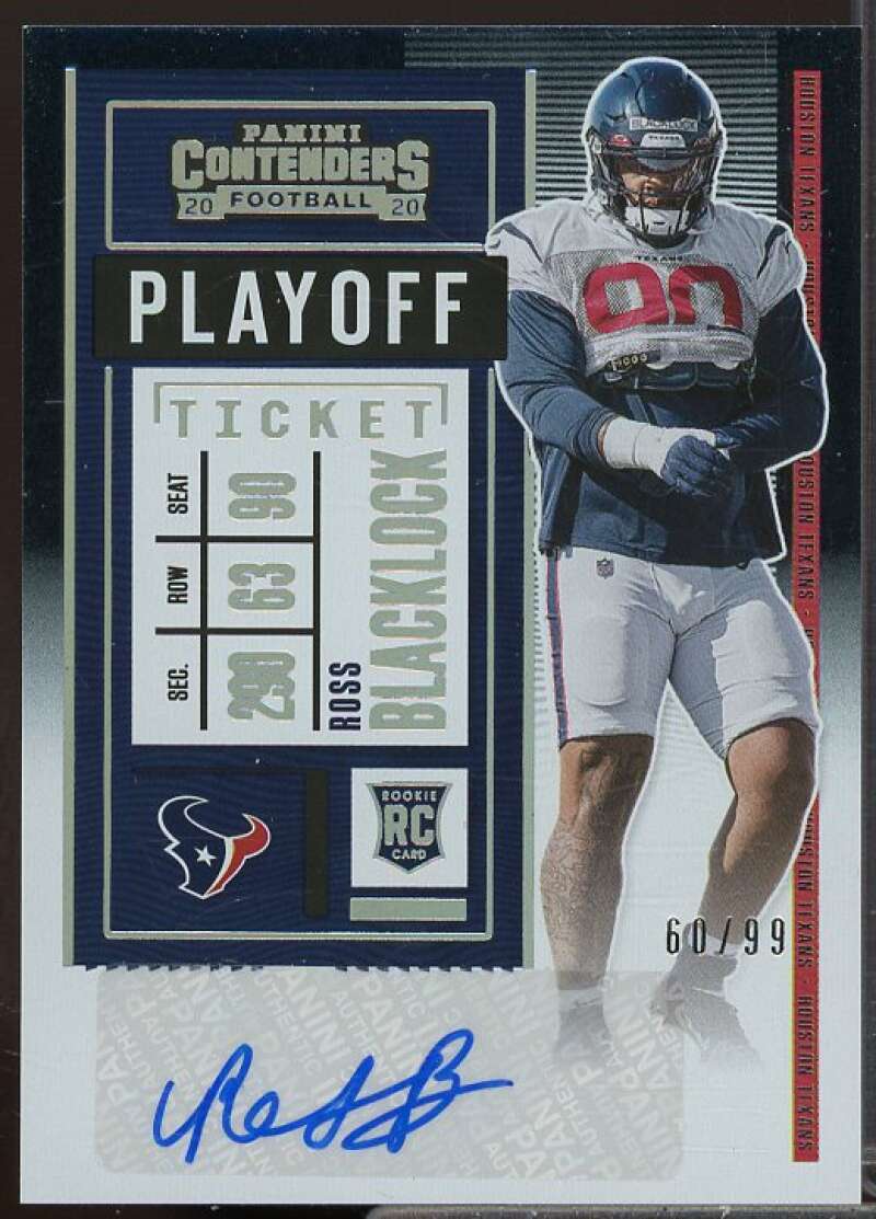 Ross Blacklock AU/99 Rookie Card 2020 Panini Contenders Playoff Ticket #165A  Image 1