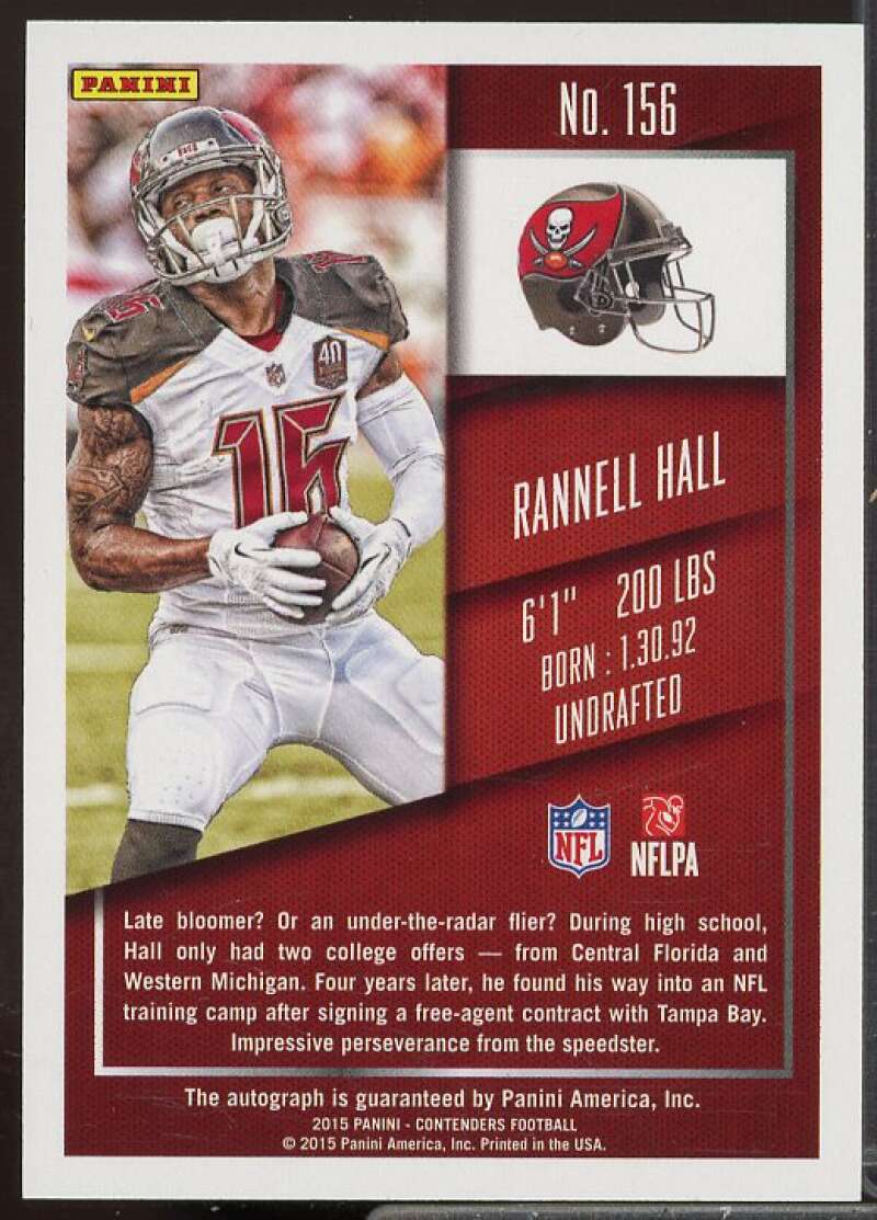 Rannell Hall AU/199 Rookie Card 2015 Panini Contenders Playoff Ticket #156  Image 2