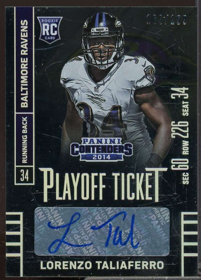 Lorenzo Taliaferro AU Rookie Card 2014 Panini Contenders Playoff Ticket #154  Image 1