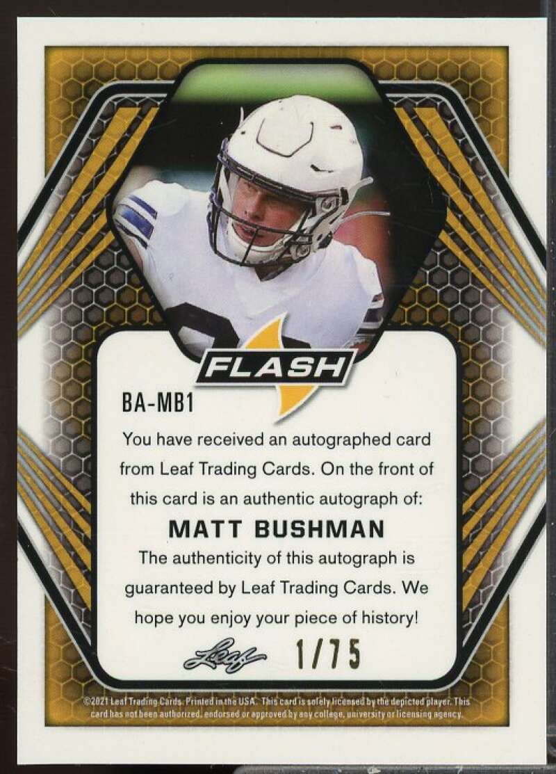 Matt Bushman Rookie Card 2021 Leaf Flash Autographs Navy Blue #BAMB1  Image 2