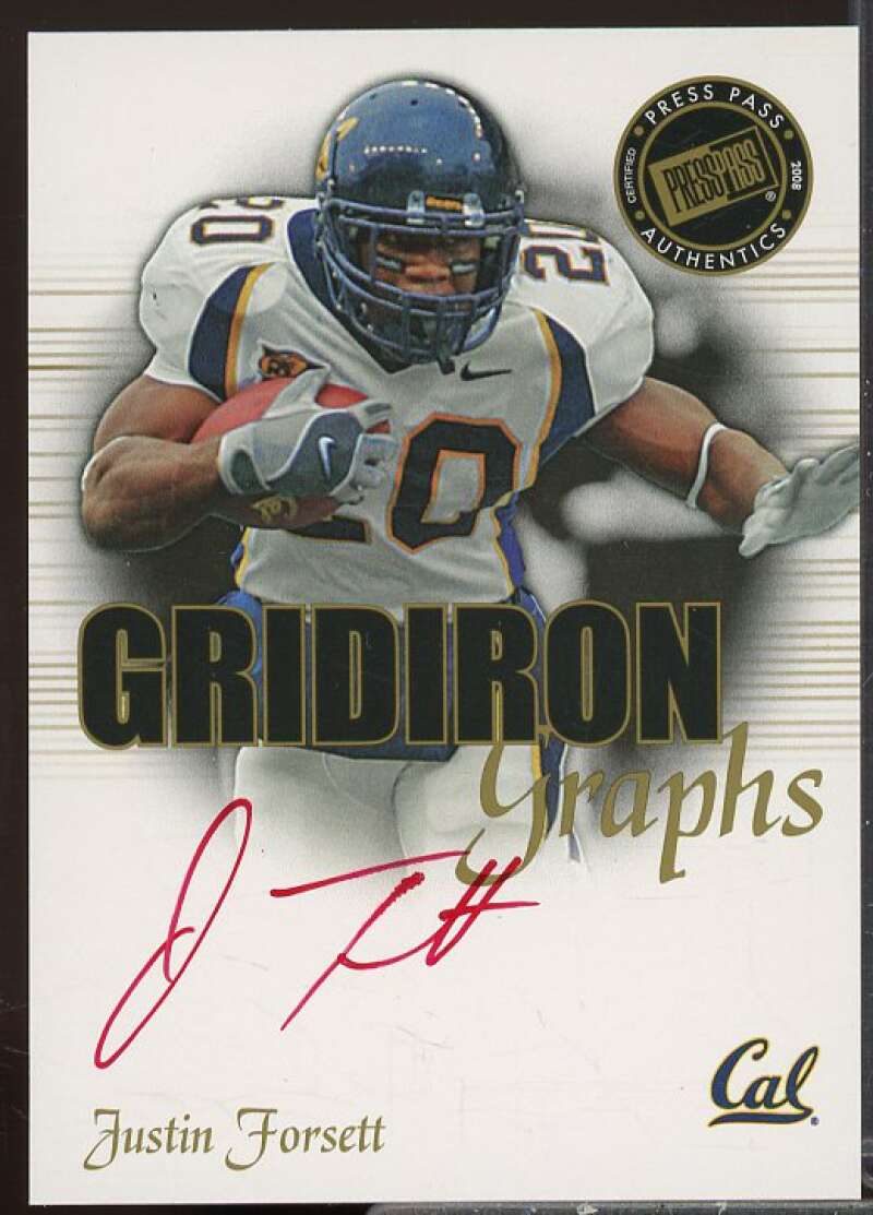 Justin Forsett/50* Rookie 2008 Press Pass Autographs Bronze Red Ink #PPSJF2  Image 1