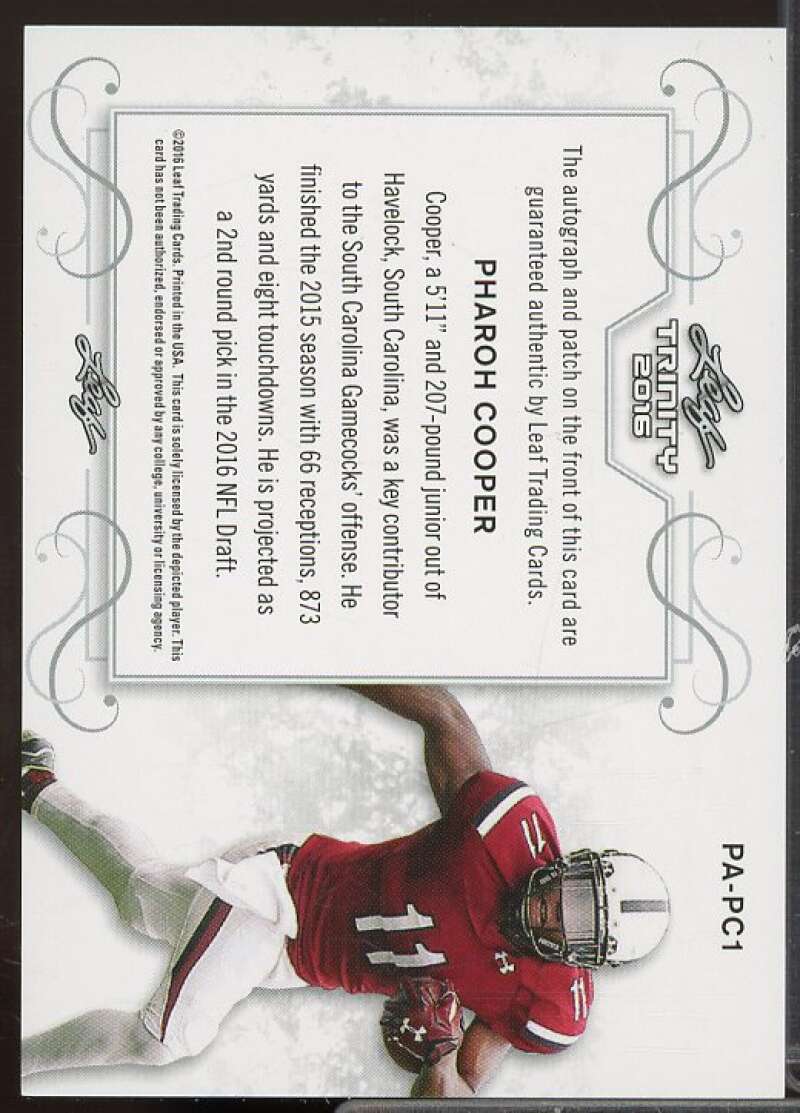 Pharoh Cooper Rookie Card 2016 Leaf Trinity Patch Autographs Gold #PAPC1  Image 2