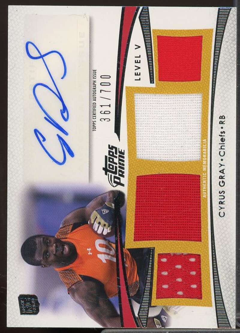 Cyrus Gray/700 Rookie Card 2012 Topps Prime Autographed Relics Level 5 #PVCGR  Image 1