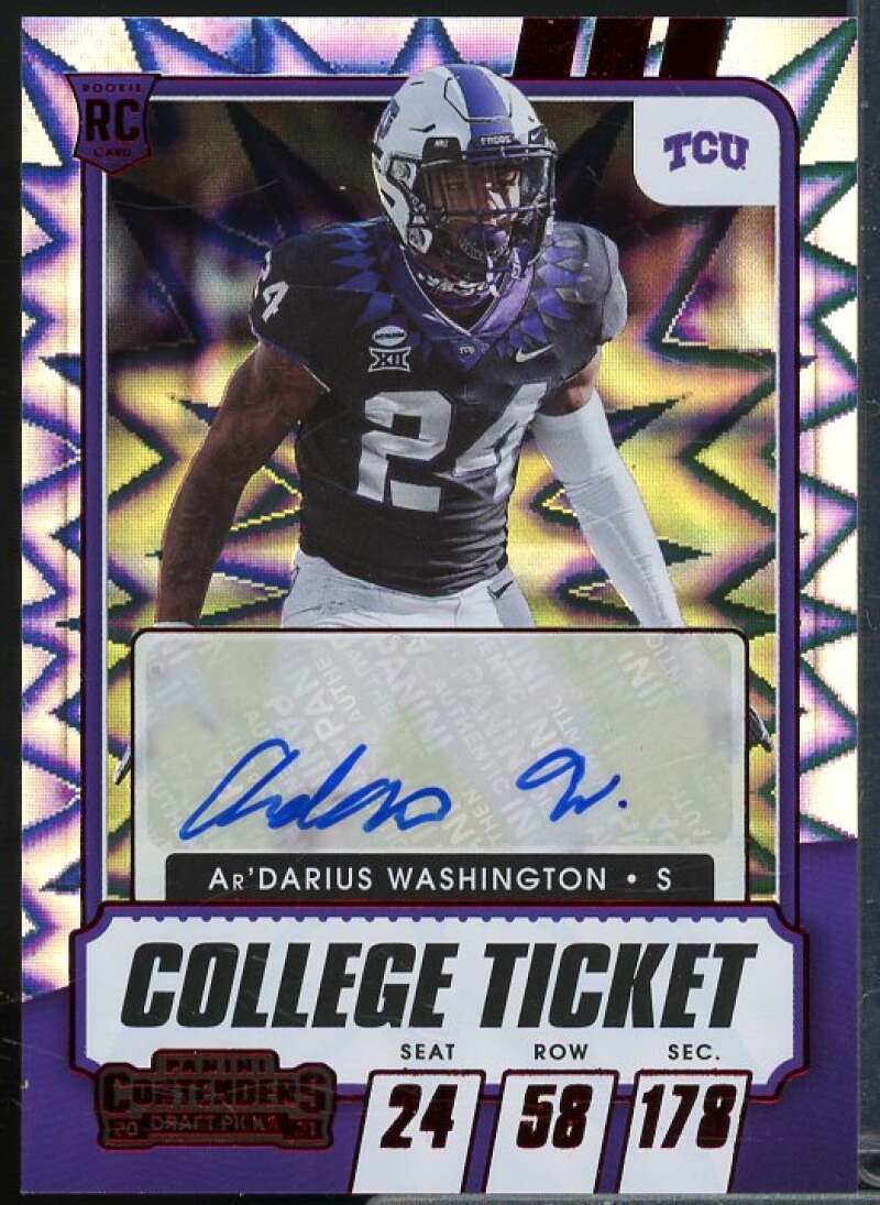 Ar'Darius Washington AU 2021 Contenders Draft Game Ticket Red Explosion #289  Image 1