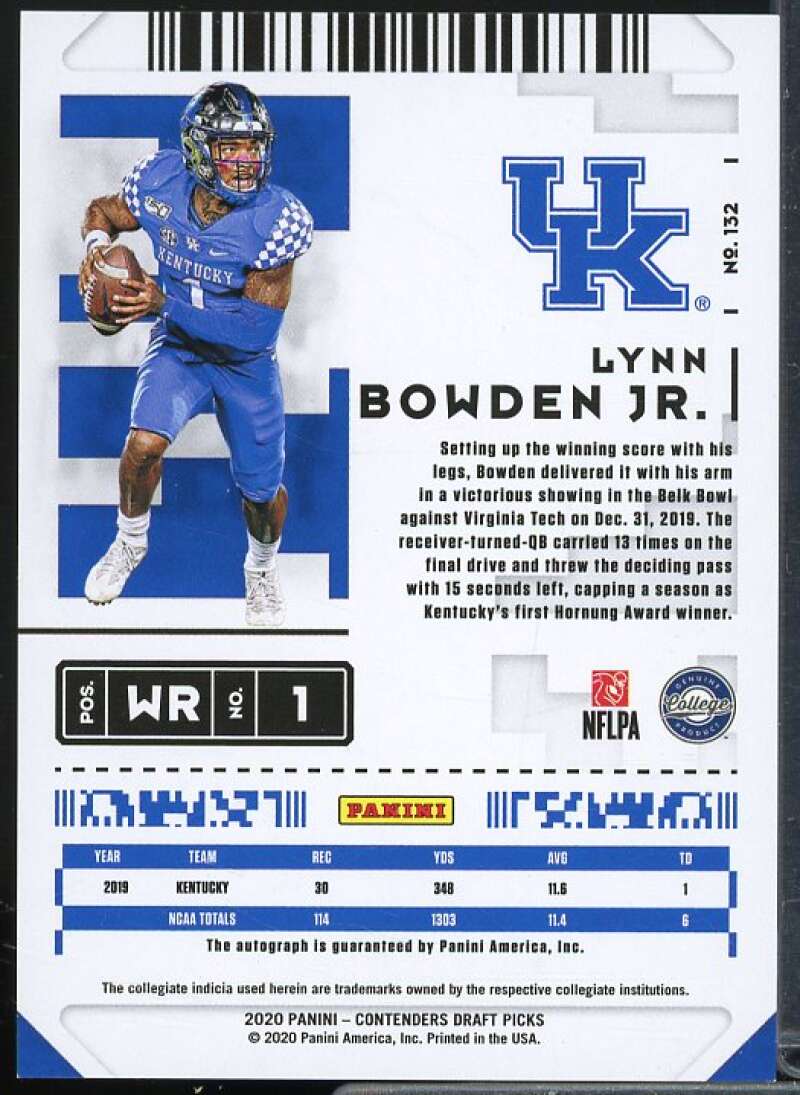 Lynn Bowden Jr. AU Card 2020 Contenders Draft Picks Draft Ticket Blue Foil #132  Image 2