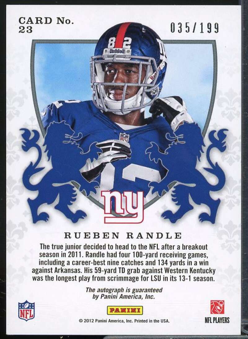 Rueben Randle Rookie 2012 Rookies and Stars Rookie Crusade Autographs Red #23  Image 2