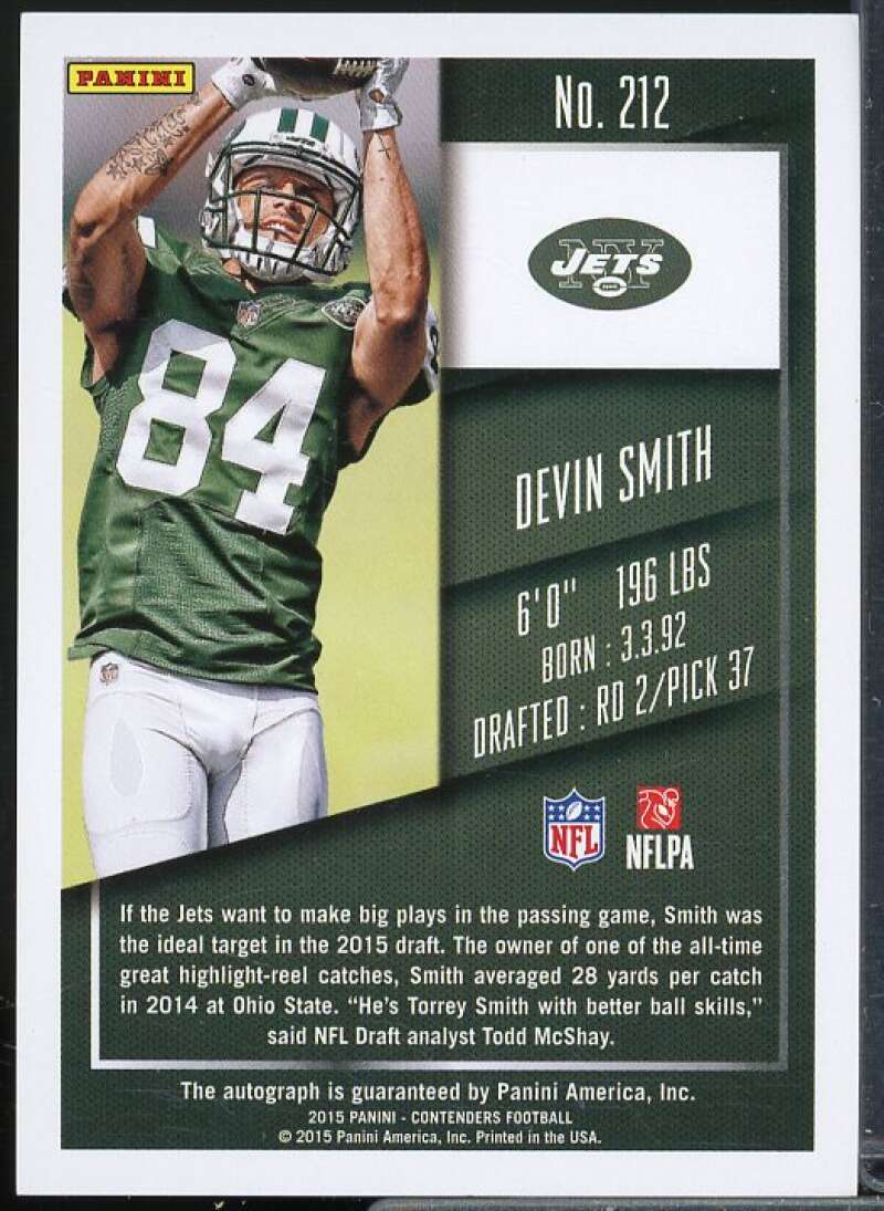 Devin Smith AU/49 Rookie Card 2015 Panini Contenders Championship Ticket #212B  Image 2