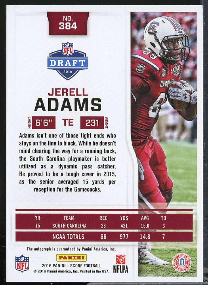 Jerell Adams/50 Rookie Card 2016 Score Rookie Autographs Gold Zone #384  Image 2