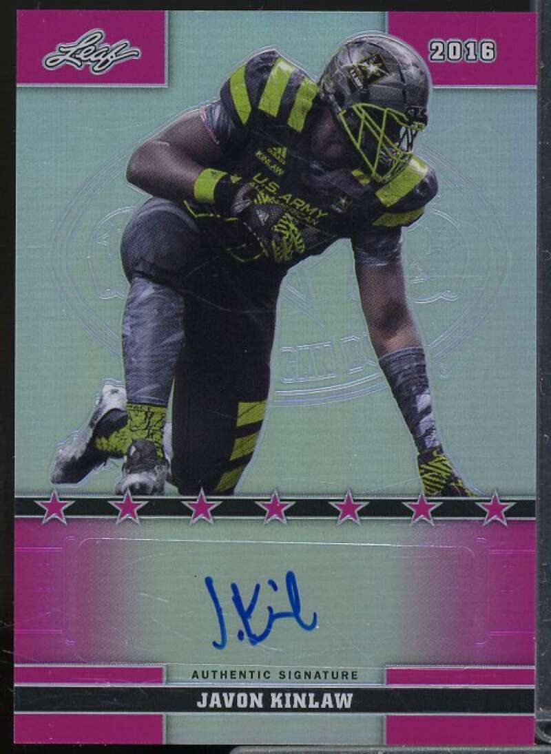 Javon Kinlaw/20 Card 2016 Leaf Army All-American Bowl Metal Autographs Pink #48  Image 1