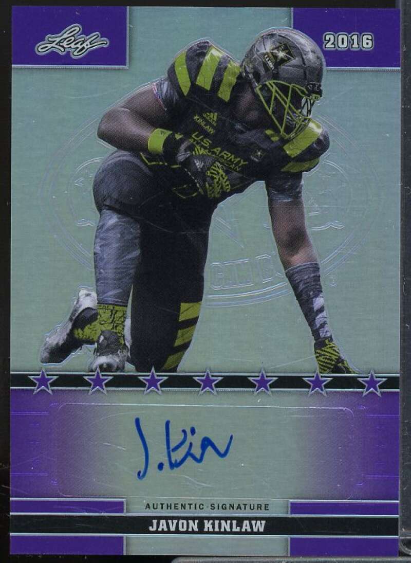 Javon Kinlaw/25 2016 Leaf Army All-American Bowl Metal Autographs Purple #48  Image 1