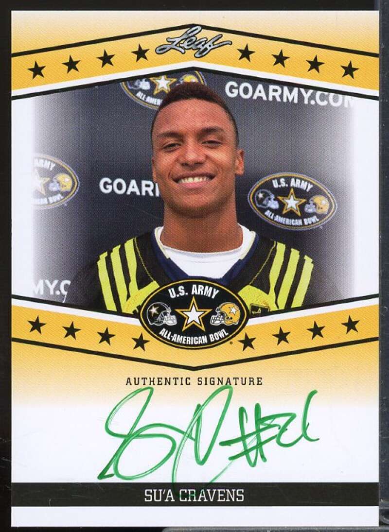 Su'a Cravens 2013 Leaf Army All-American Bowl Tour Autographs Green Ink #TASC1  Image 1