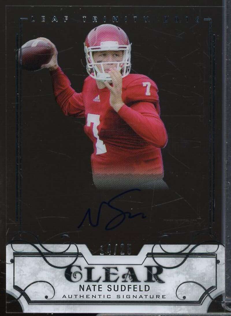 Nate Sudfeld Rookie Card 2016 Leaf Trinity Clear Autographs Silver #CANS1  Image 1