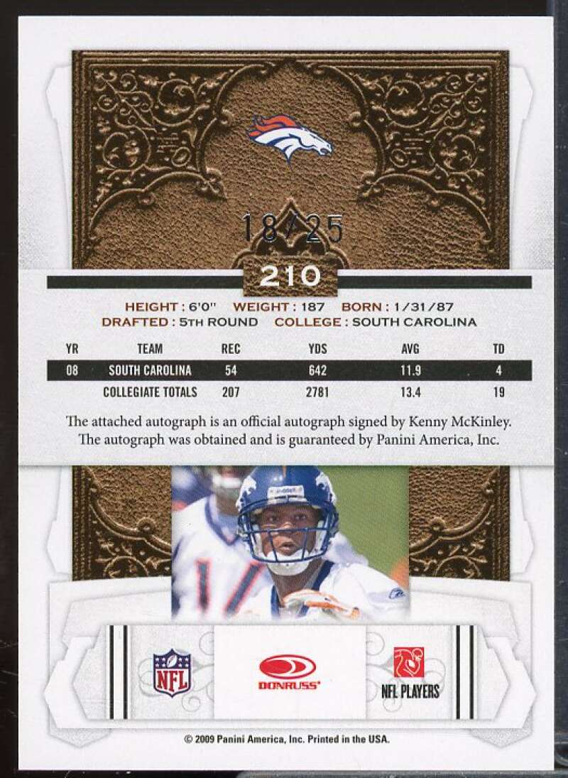 Kenny McKinley/25 2009 Donruss Classics Significant Signatures Platinum #210  Image 2