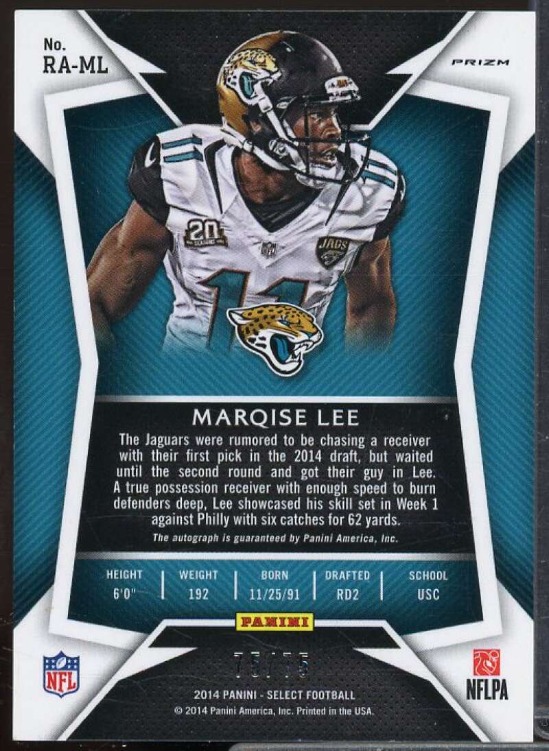 Marqise Lee/75 Rookie Card 2014 Select Rookie Autographs Prizm #RAML  Image 2