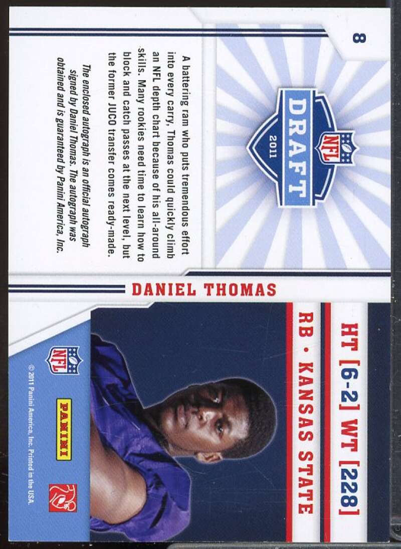 Daniel Thomas Card 2011 Prestige NFL Draft Autographed Patch NFL Shield Logo #8  Image 2