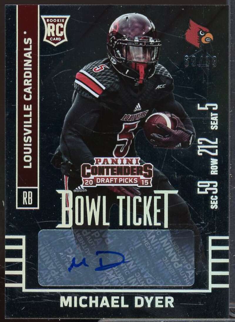 Michael Dyer AU Rookie Card 2015 Panini Contenders Draft Picks Bowl Ticket #225  Image 1