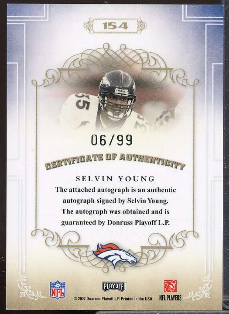 Selvin Young AU Rookie Card 2007 Playoff National Treasures #154  Image 2