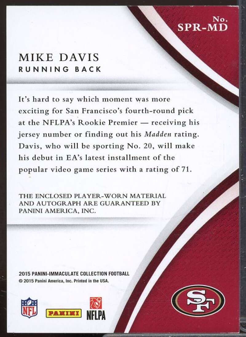 Mike Davis/99 Rookie 2015 Immaculate Collection Rookie Signature Patches #23  Image 2