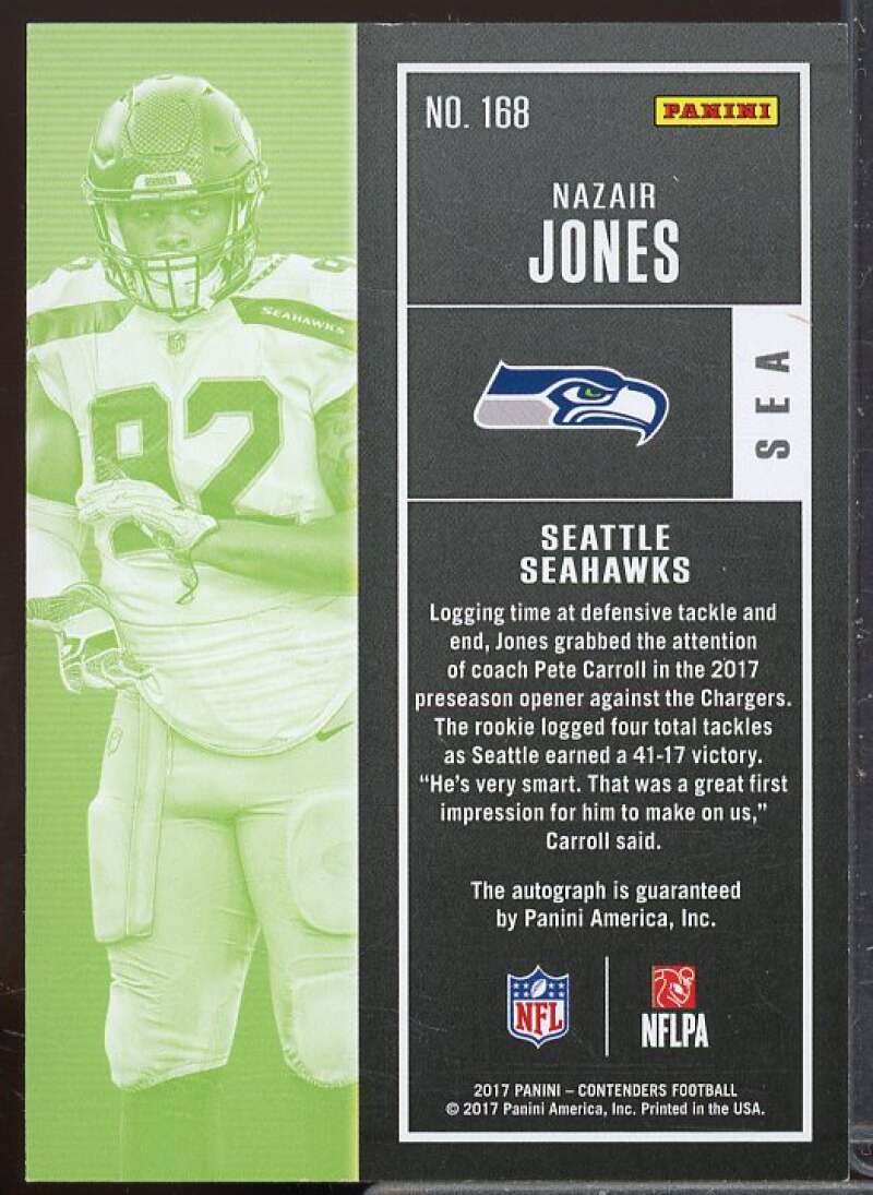 Nazair Jones AU/99 Rookie Card 2017 Panini Contenders Playoff Ticket #168  Image 2