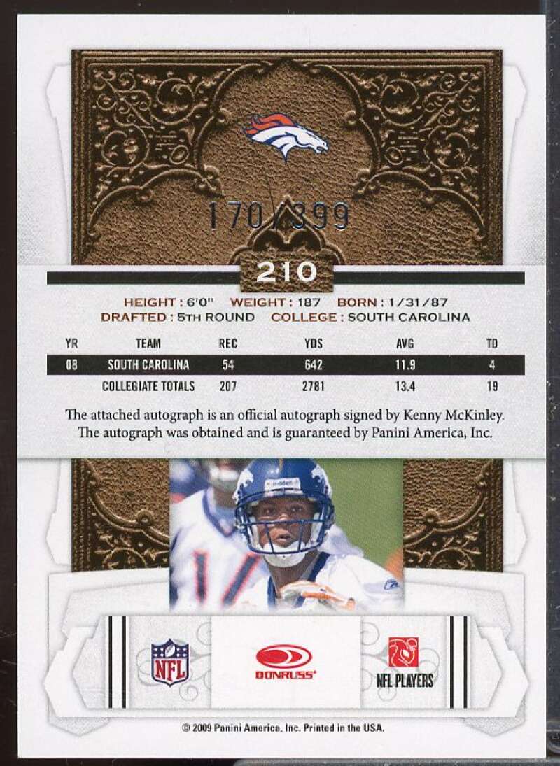 Kenny McKinley AU/399 Rookie Card 2009 Donruss Classics #210  Image 2