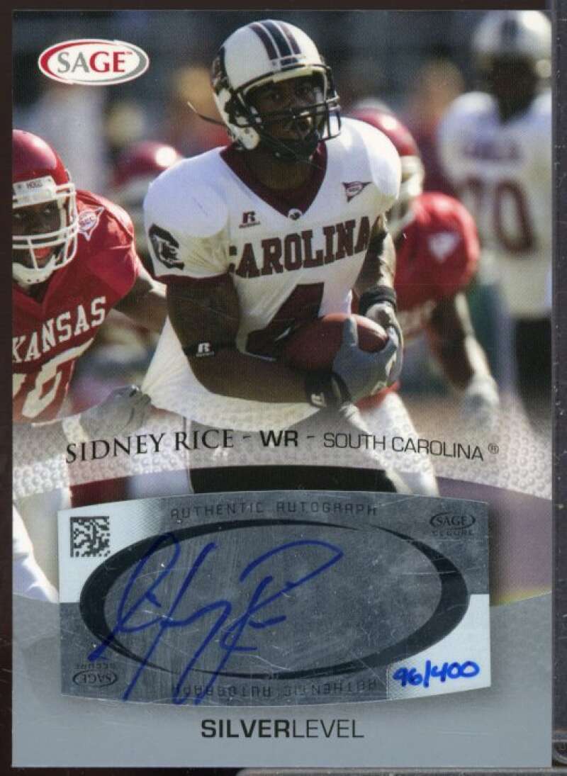 Sidney Rice Rookie Card 2007 SAGE Autographs Silver #A44  Image 1