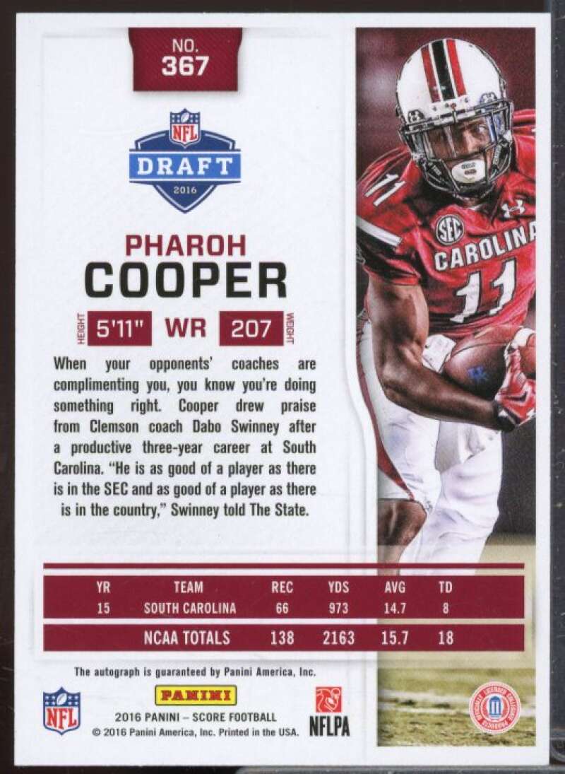 Pharoh Cooper/50 Rookie Card 2016 Score Rookie Autographs Gold Zone #367  Image 2