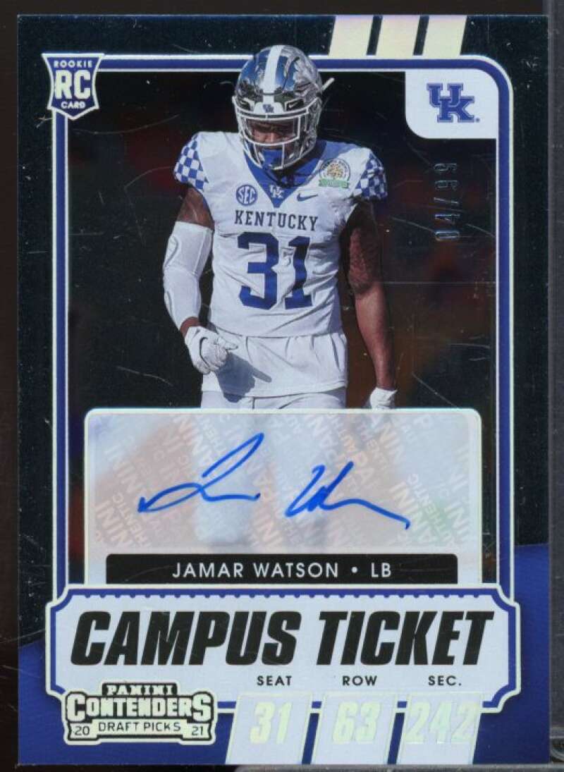 Jamar Watson AU Rookie 2021 Panini Contenders Draft Picks Campus Ticket #177  Image 1