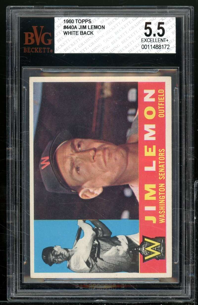 Jim Lemon Card 1960 Topps #440A BGS BVG 5.5 Image 1