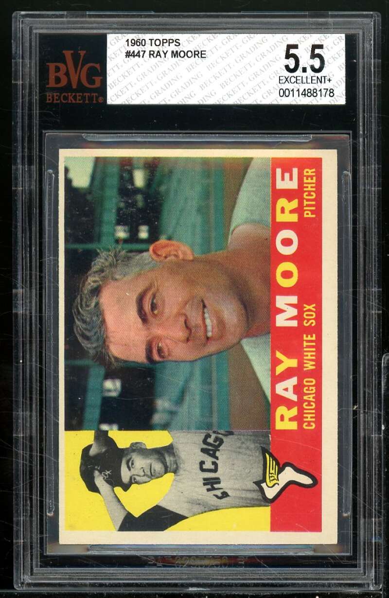 Ray Moore Card 1960 Topps #447 BGS BVG 5.5 Image 1