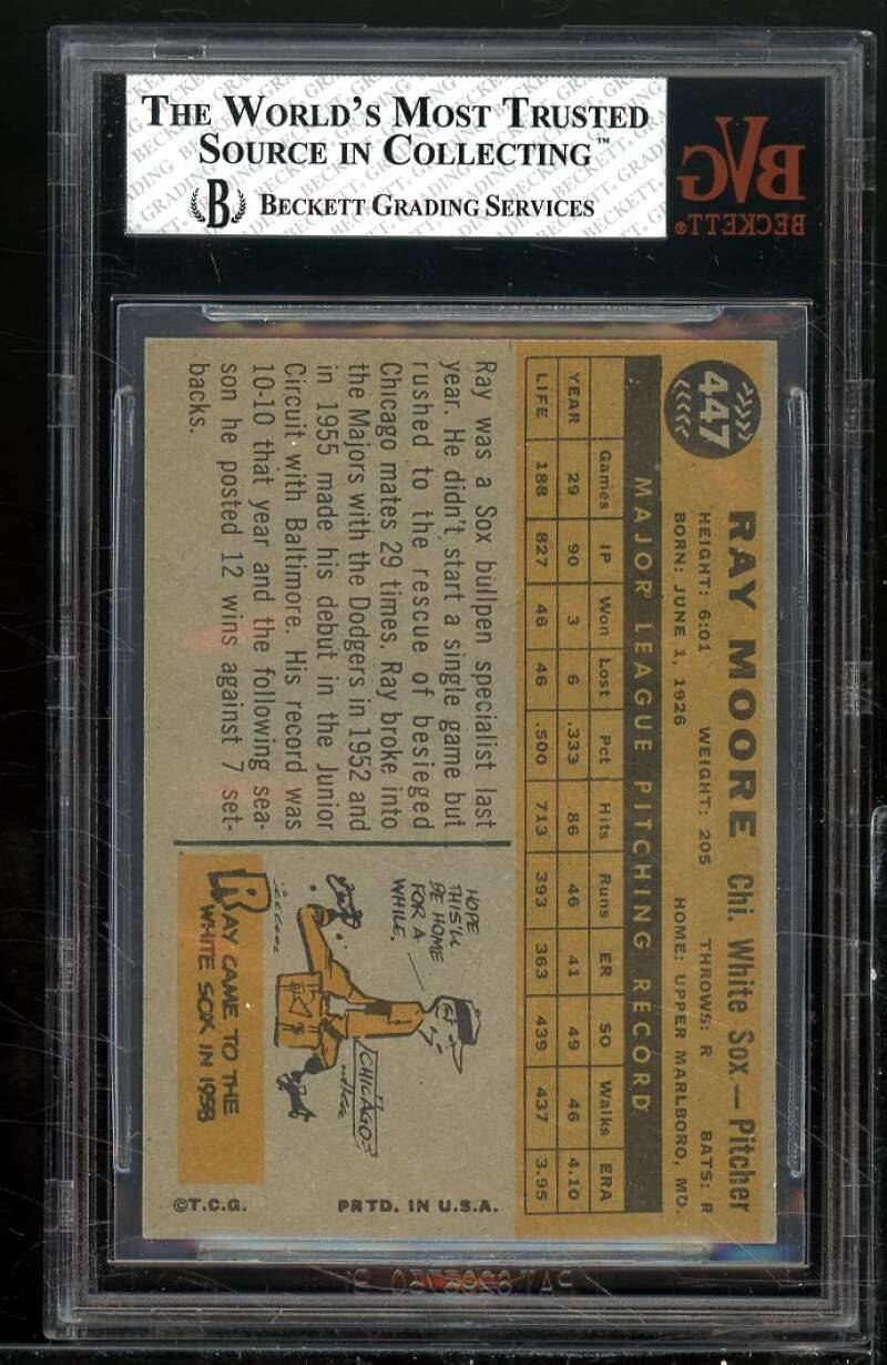 Ray Moore Card 1960 Topps #447 BGS BVG 5.5 Image 2