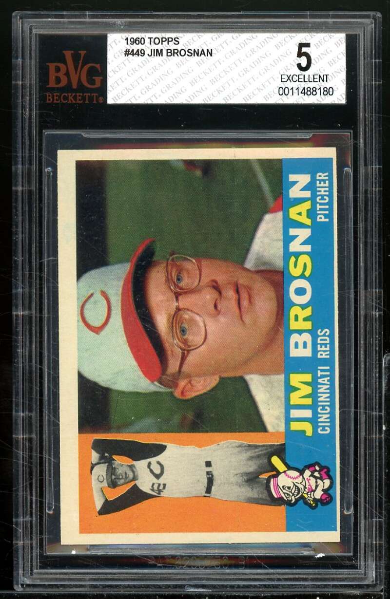 Jim Brosnan Card 1960 Topps #449 BGS BVG 5 Image 1