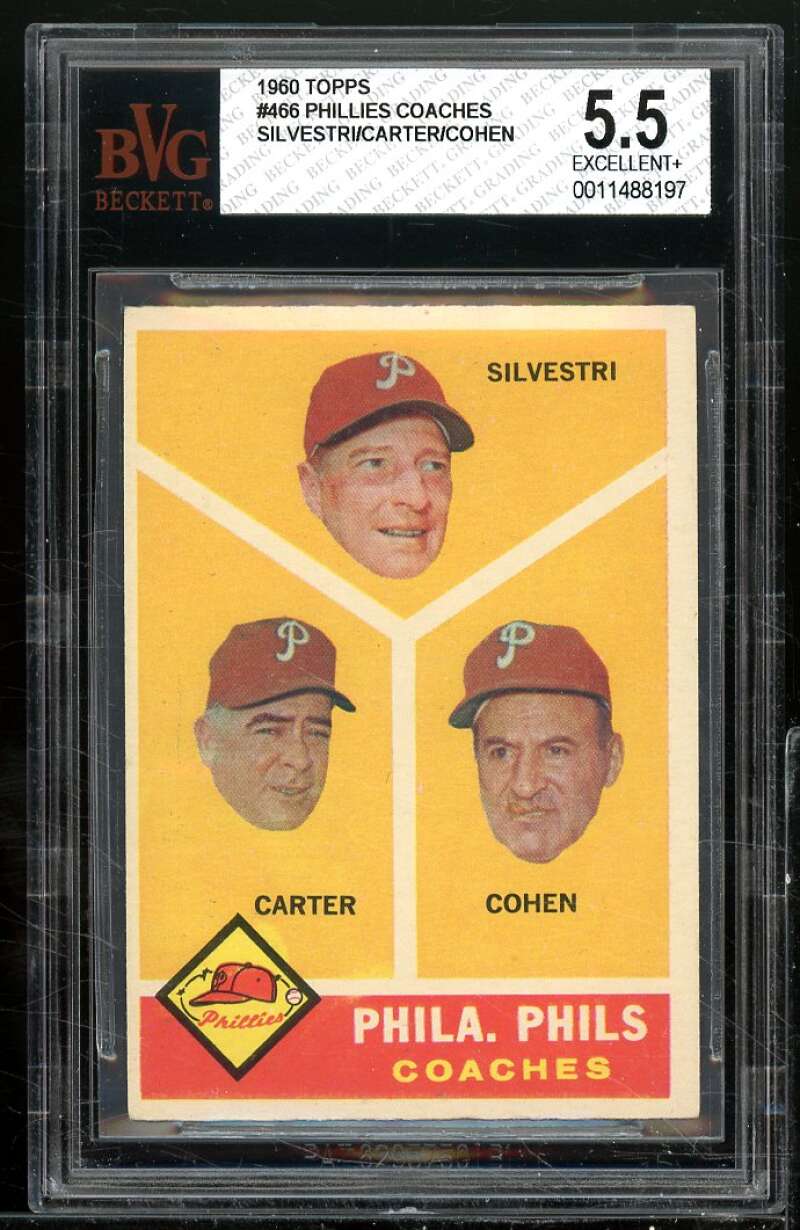 Silvestri/Carter/Cohen Card 1960 Topps #466 BGS BVG 5.5 Image 1