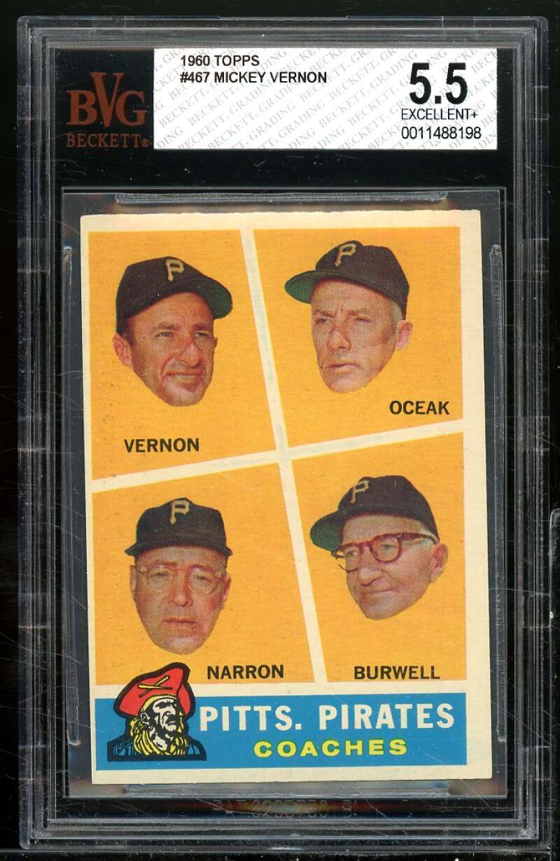 Oceak/Narron/Burwell/ Mickey Vernon Card 1960 Topps #467 BGS BVG 5.5 Image 1