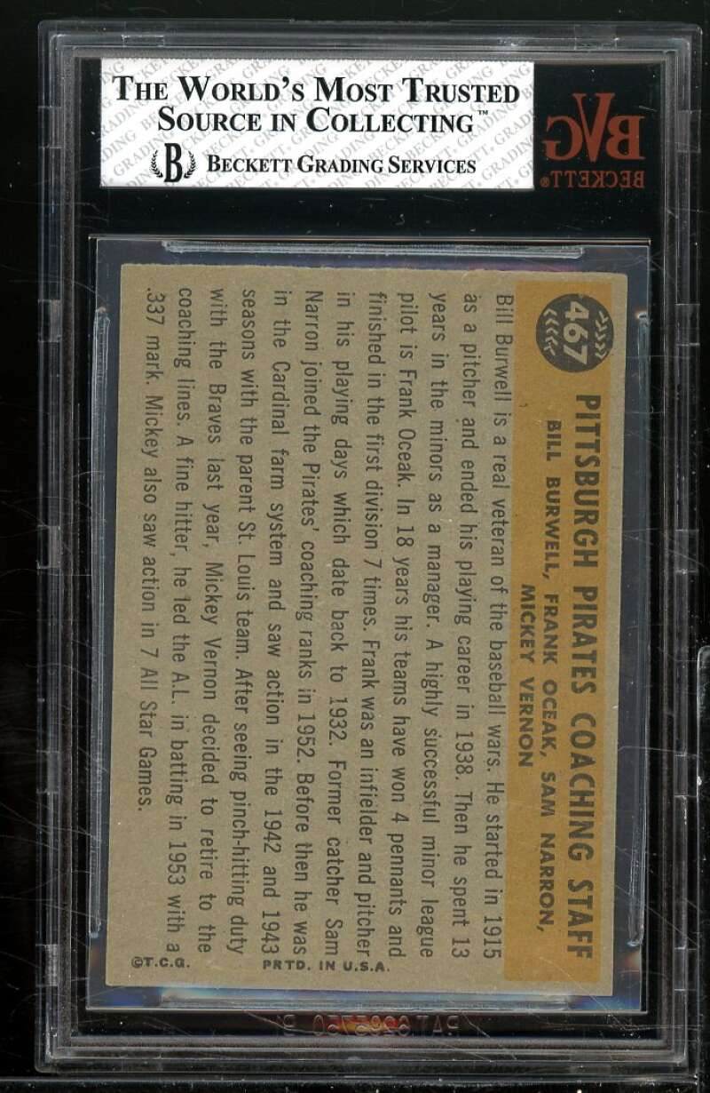 Oceak/Narron/Burwell/ Mickey Vernon Card 1960 Topps #467 BGS BVG 5.5 Image 2