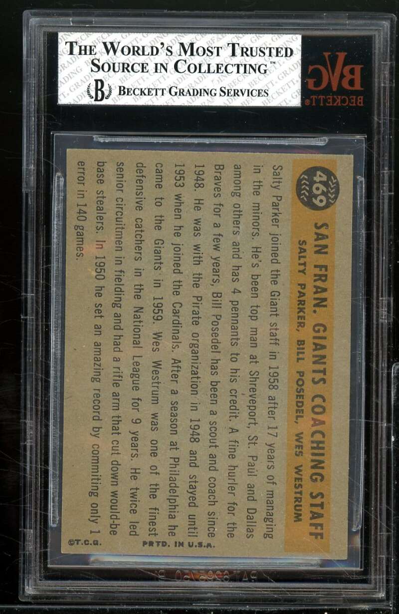 Westrum/Parker/Posedel Card 1960 Topps #469 BGS BVG 6.5 Image 2