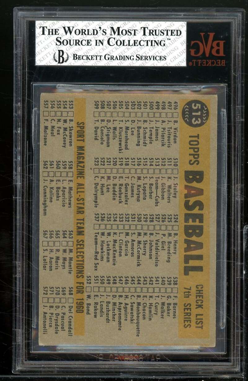 Chicago Cubs Team Card 1960 Topps #513 BGS BVG 4.5 Image 2