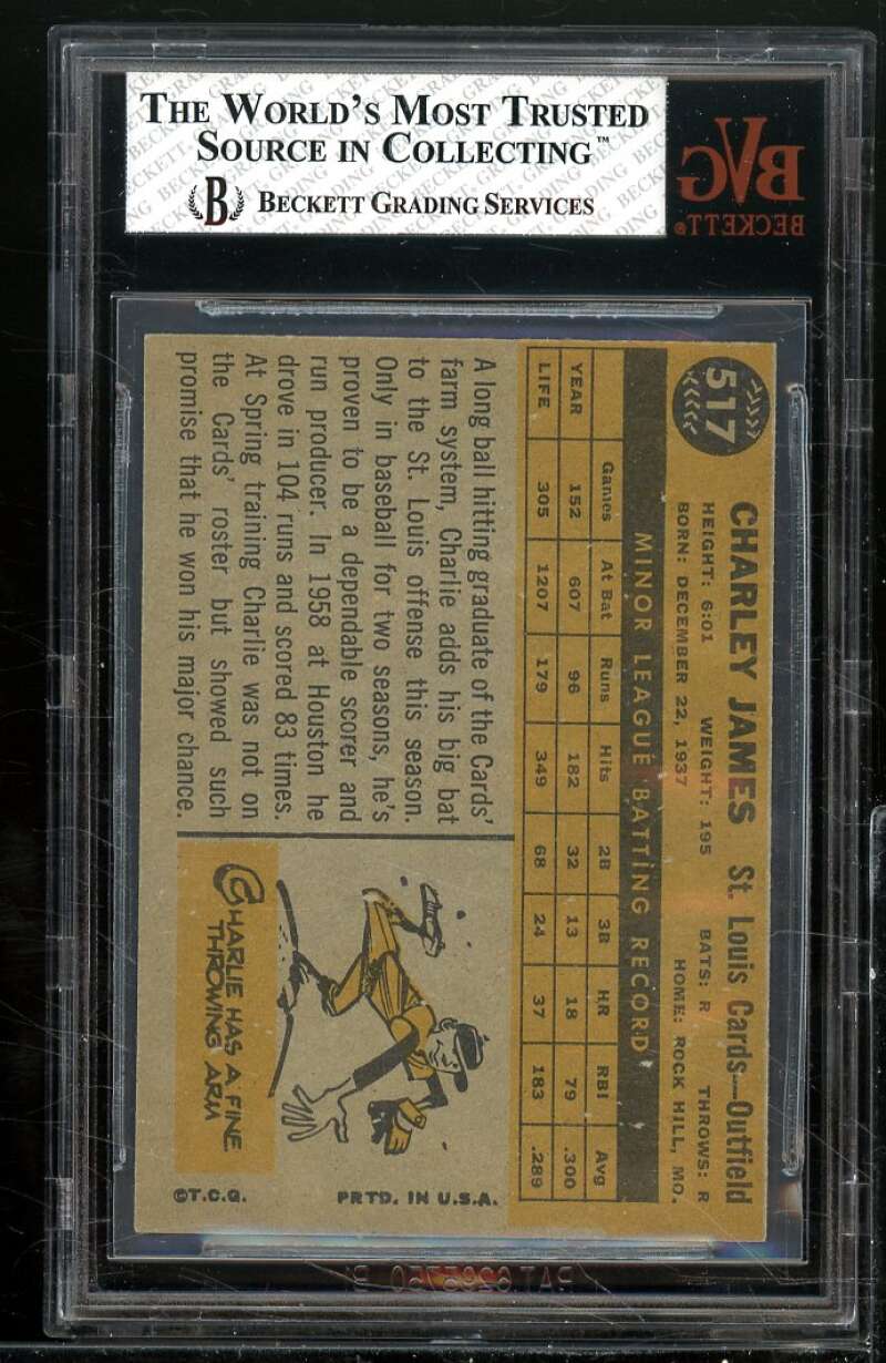 Charlie James Card 1960 Topps #517 BGS BVG 4 Image 2