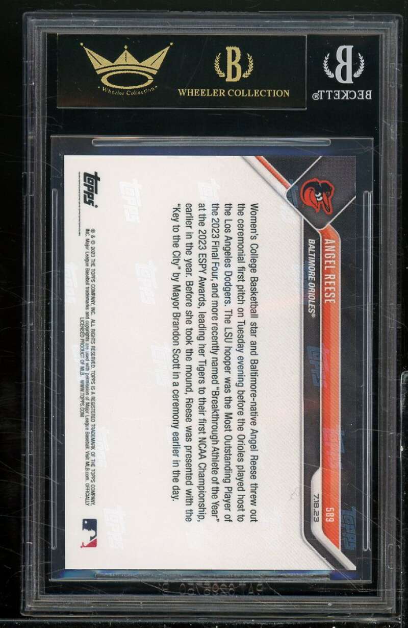 Angel Reese Rookie Card 2023 Topps Now #589 (PRISTINE) (BLACK) BGS 10 Image 2