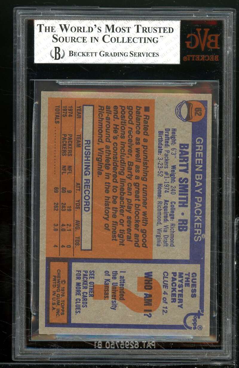 Barty Smith Card 1976 Topps #62 BGS BVG 7.5 Image 2