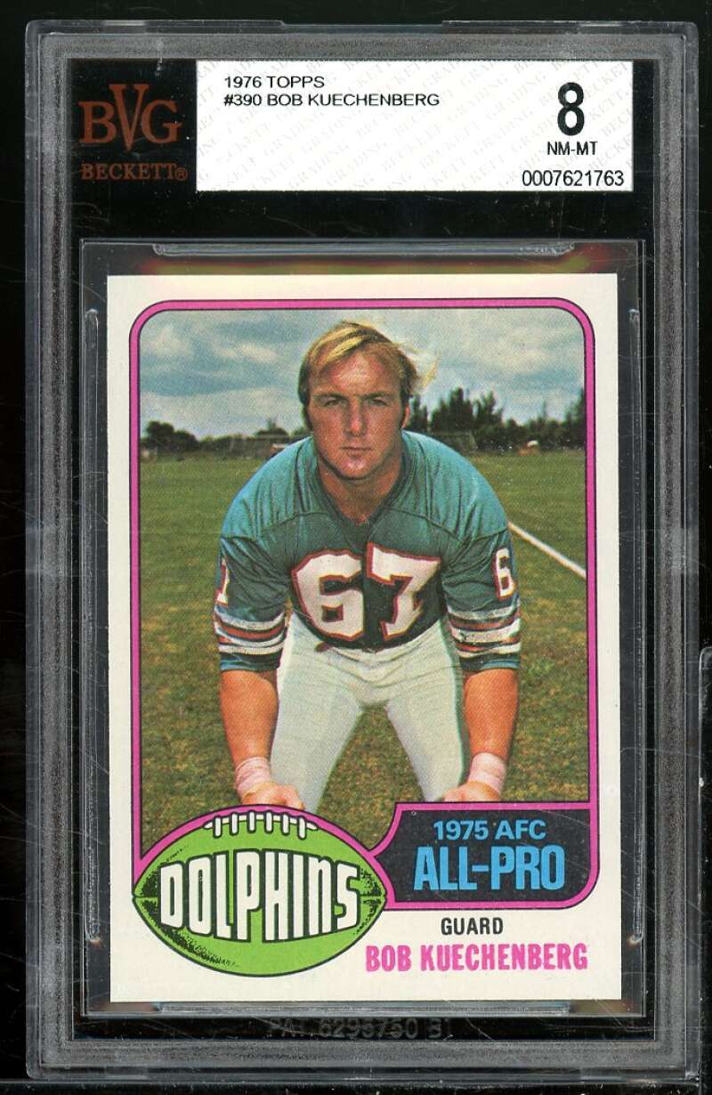 Bob Kuechenberg Card 1976 Topps #390 BGS BVG 8 Image 1