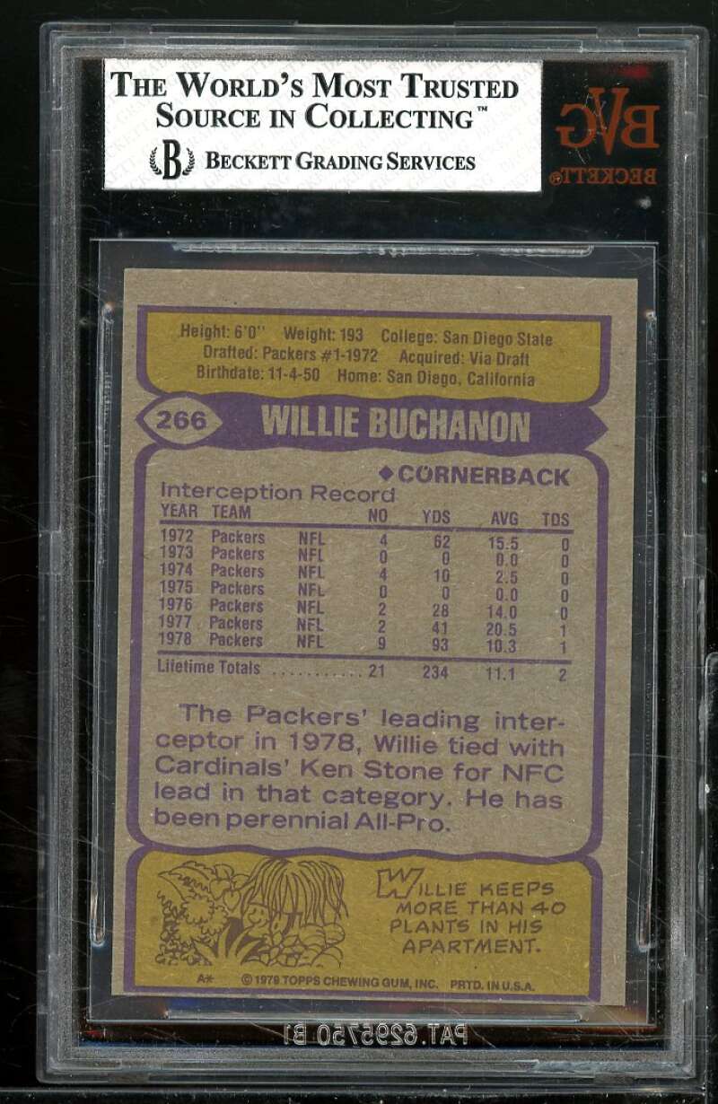 Willie Buchanon Card 1979 Topps #266 BGS BVG 7 Image 2