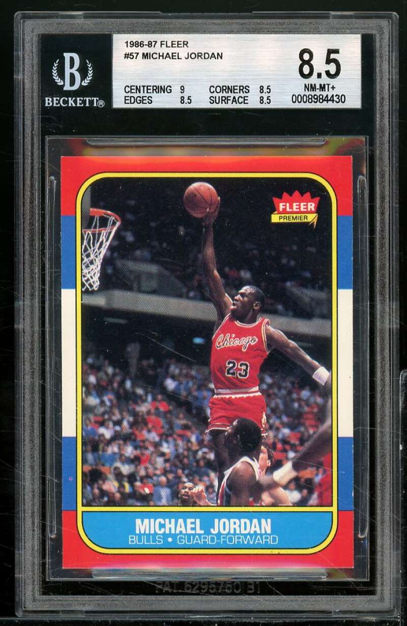 Michael Jordan Rookie Card 1986-87 Fleer #57 BGS 8.5 Image 1